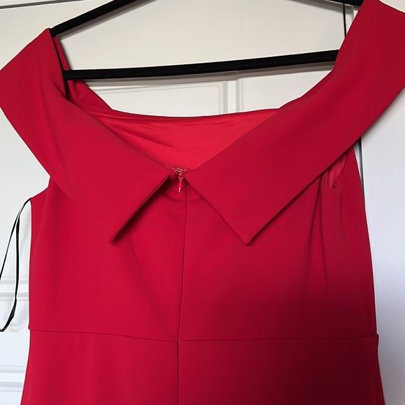Lulus Aveline Crepe gown bright red off shoulder dress XL - Picture 7 of 9
